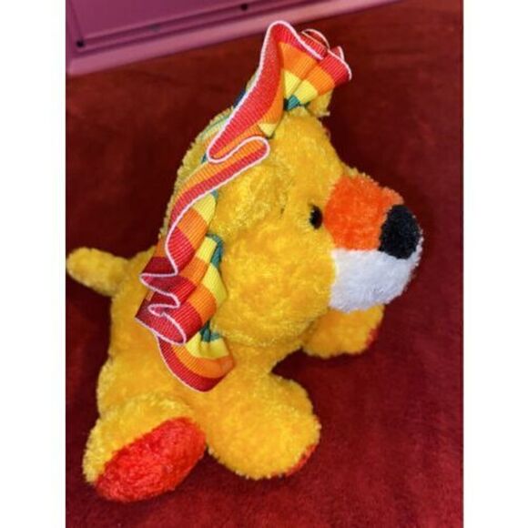 Vintage 1999 Baby Gund Lion With Rainbow Trim & Ribbon HTF - Picture 9 of 10
